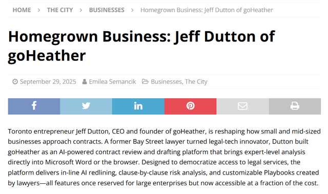 goHeather Featured in the Toronto Guardian