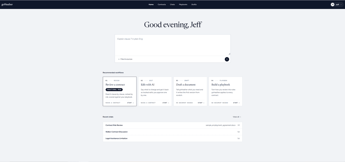 How AI contract review works in a chat tool and in goHeather