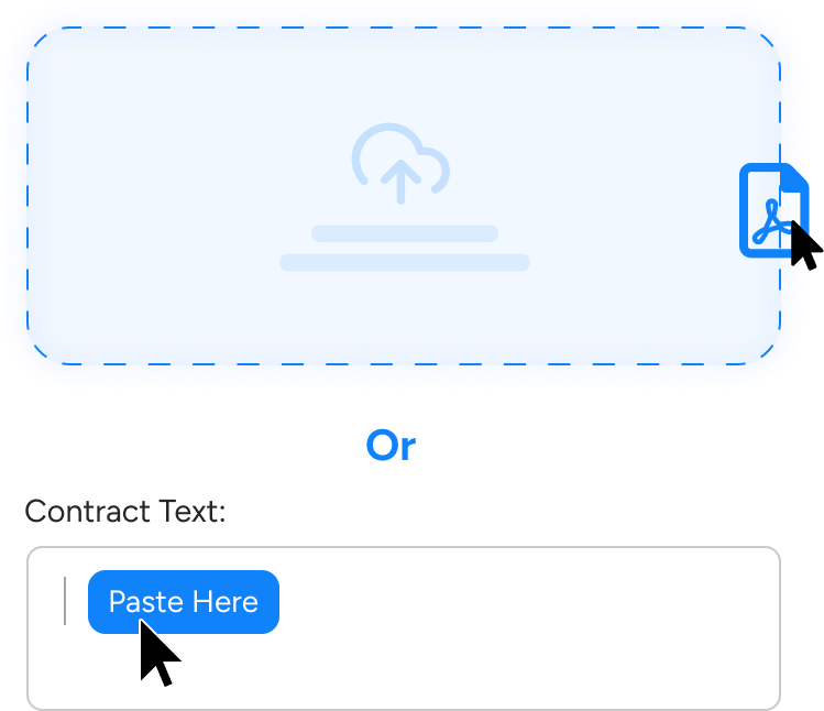 Step-by-step contract upload and AI review workflow